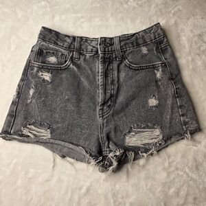 Wild Fable Shorts Y2K Women's Size 0 Black Denim Highest Rise Cut off distressed